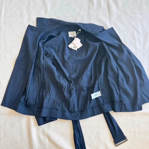 Vince Women's Utility Navy Blue Linen Blend Jacket Size S